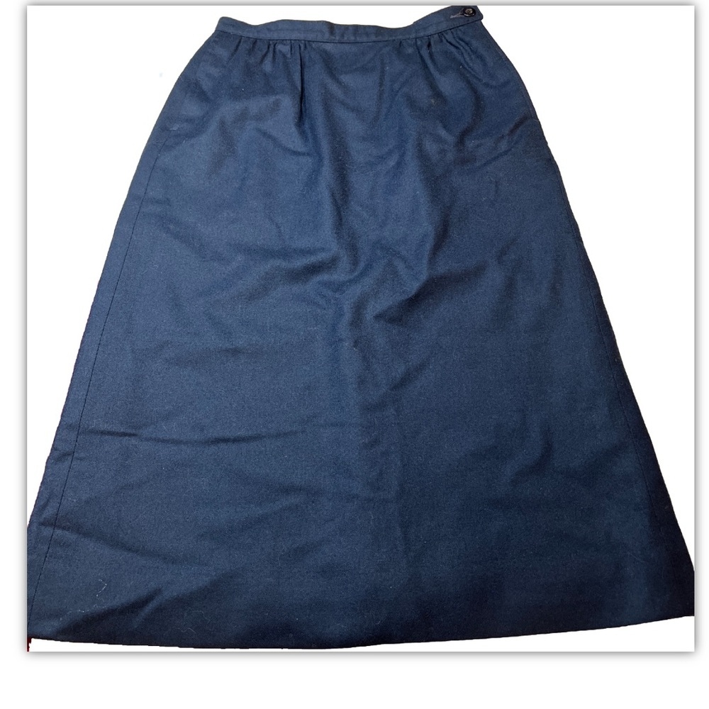 Pendleton plain BLUE WOOL midi SKIRT women’s SIZE 6 petite Back Slit office work